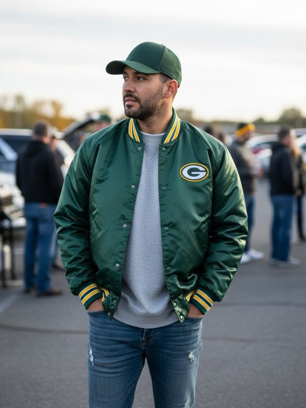 Vintage Chalk Line Green Bay Packers Satin Snap Jacket M